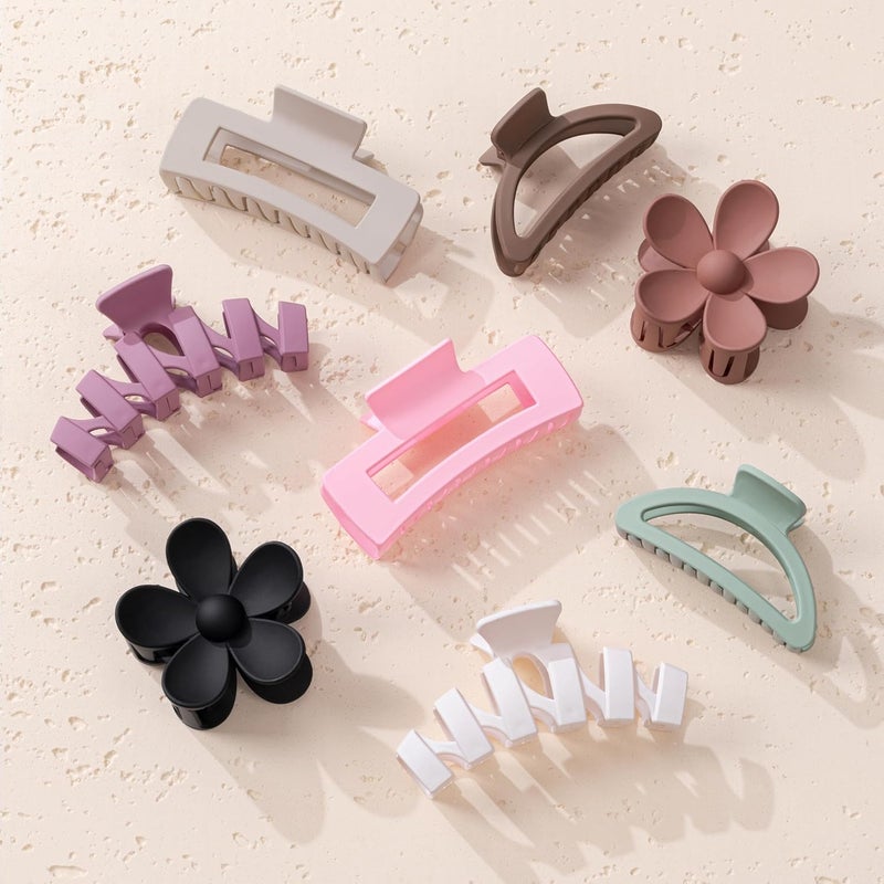 Sunolga 8PCS Hair Clips for Women, Flower Claw Clips for Thick Hair, Non-Slip Hair Accessories with Multi-Styles, Different Color Hair Claw Clips and Variety Pack, Ideal for Girls - Image 1